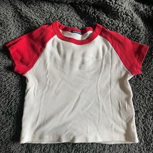 Brandy Melville cropped baseball baby tee